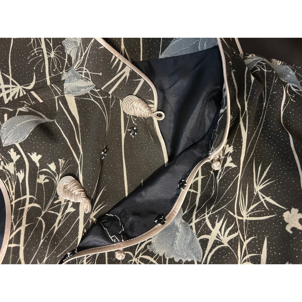 Asian Style Flora Midil Dress. Black/Gray/Silver. Women's Size Small - Picture 6 of 11